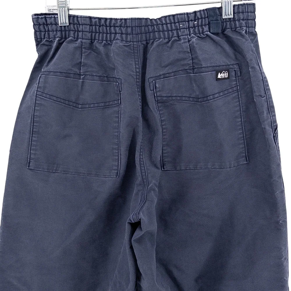 REI Co-op Womens Medium Campwell Pants Navy Blue High Rise Elastic Waist Hiking